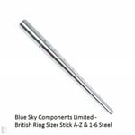 Solid Steel Ring Mandrel British Finger Sizer A-Z & 1-6 Incl 1/2 Sizes Sizer