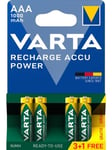 VARTA Recharge Charge Accu Power AAA 1000mAh 4 Pack (3+1