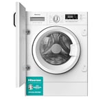 Hisense 3 Series WF3M841BWI Intergrated 8 KG Front Load Washing Machine - Durable Inverter | Quick Wash Baby Care | Wool - 14 Washing Programs 1400 RPM White- Energy Rating A