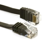 FLAT CAT6 Ethernet Networking Patch Cable Low Profile GIGABIT RJ45 0.3m BLACK