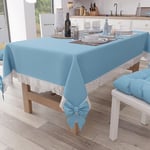 PETTI Artigiani Italiani - Nappe Rectangulaire Tissu avec Dentelle de Saint-Gall, Nappes de Table en Coton 6 Places, 140x180 cm, Bleu Ciel, Accessoires De Cuisine 100% Made in Italy