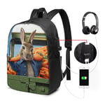 Lawenp Peter-Rabbit Laptop Backpack- with USB Charging Port/Stylish Casual Waterproof Backpacks Fits Most 17/15.6 Inch Laptops and Tablets/for Work Travel School