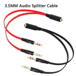 Audio Cable Earphone Microphone Splitter AUX Audio Adapter 1 Male To 2 Female