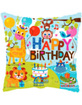 Happy Birthday - Fyrkantig Folieballong med Djungeltema 46 cm
