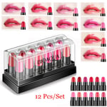 12pcs Lipstick Set Lip Gloss Beauty Nude Velvet
