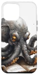 Coque pour iPhone 12 Pro Max Mignon anime pieuvre noire lisant un livre de bibliothèque Deep Sea #9