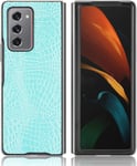 Coque Samsung Galaxy Z Fold 2 5g Ultra Slim Fit Crocodile Motif Pu Cuir+Dur Pc Base Antichoc Protection Rigide Coque Pour Samsung Galaxy Z Fold 2 5g Vert