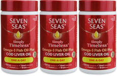 Seven Seas Cod Liver Oil One-A-Day 120 Capsules | Omega-3 | Immune Support X 3