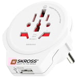 SKROSS Reseadapter Världen till Europa med USB-A-port
