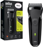 Braun Series 3 300S Mens Electric Shaver Rechargeable Waterproof Razor Jet Blac