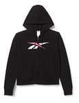 Reebok Men's Training Essentials Vector Full Zip Sweatshirt, Black/Atomic Pink, XXS UK