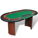 Pokerbord för 10 spelare med dealer 208x107x81 cm - Grön