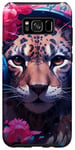 Coque pour Galaxy S8+ Cute Anime Gamer Cheetah Gaming Casque Rose Fleurs Art