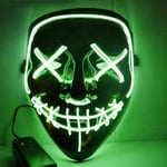 Grön - Halloween Luminous Mask, Purge Mask for Hacker, Skrämmande LED rollspelskostym, Lampa