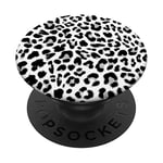 PopSockets Cell Phone Button Pop Out Holder Black & White Leopard Print PopSockets PopGrip: Swappable Grip for Phones & Tablets