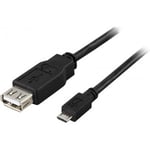 DELTACO USB-adapter OTG A n - MicroB u, 20cm