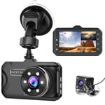 CHORTAU Dash Cam For Cars Front and Rear Full HD 1080P, Dual Dash Cam 170° Wide Angle 3.0 inch, Dashboard Camera with WDR Night Vision, Loop Recording, G-sensor, Motion Detection, Parking Monitor