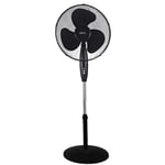 Top Vendor 16 Inches Oscillating Stand Fan Indoor Round Base 3 Speed Levels Grill Silent Smooth Compact UK Plug (Black)