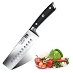 SHAN ZU Couteau de Cuisine Nakiri, Couteau à Légumes, Couteau Japonais de 16,5 cm, Couteau de Chef Professionnel en Acier Inoxydable Allemand, Manche en Bois de Pakka
