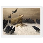 Artery8 Schenck Anguish Sheep Ewe Crows Lamb Carrion Painting Artwork Framed Wall Art Print A4