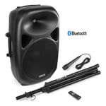 Active Karaoke Speaker Set with PA DJ Microphone and Stand, Bluetooth SPS15A 15"