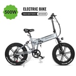 Folding Electric Bike for Adults 4 modes 48V 500W 10AH 20 x 4.0 Inch Fat Tire 7 speed Disc Brake with LCD Screen for Outdoor Cycling Travel Commuting,Silver