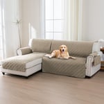 BellaHills Housse Canape d'angle,Housse de Canape 3 Places avec Accoudoirs,100% Protege Canape Impermeable Housse Meridienne Côté Gauche Forme de L 247CM,Kaki Clair