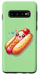 Galaxy S10 Cute Kawaii Hot Dog with Smiling Face and Bubbles Case