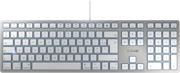 KC 6000 SLIM FOR MAC, disposition français, clavier AZERTY, clavier filaire, disposition Mac, mécanisme de ciseaux, design ultra-plat, blanc-argenté