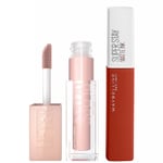 Maybelline Lifter Gloss and Superstay Matte Ink Lipstick Bundle (Various Shades) - 140 Groundbreaker