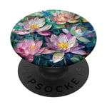 Style de peinture à l'huile de fleurs de lotus Art Design PopSockets PopGrip Interchangeable