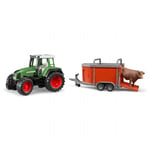 Traktori Fendt926 perävaunulla ja lehmällä Bruder 1178