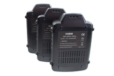 vhbw 3x batterie compatible avec Worx WX175.1, WX175.9, WX176, WX176.3, WX176.9, WX178, WX178.1, WX178.9 outil électrique (2000mAh Li-Ion 18V)