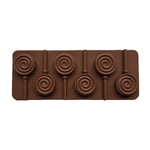 unknow 6-Cavity DIY Round Spiral Swirl Shape 3D Silicone Lollipop Mold Candy Chocolate Gummy Fondant Mould Bakeware Baking Tools Tray Brown By A-LAOWENG