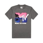 MTV Dam/Kvinnor Logo Palm Tree T-Shirt L Gråmelerad Grey Marl L
