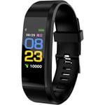 Fitness Armband med pulsmätare, sömnmonitor, blodsyre, stegräknare och SMS/samtalsnotifiering Hälsoutbildningsklocka Svart1