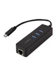 USB 3.2 Gen 1 USB-C adapter to 1x RJ45 and 3x USB 3.0 USB hub - 3 ports - Sort