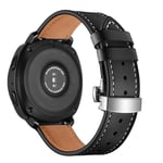 New Watch Straps 22mm for Huawei Watch GT2e / GT2 46mm Leather Butterfly Buckle Strap Silver Buckle(Black) Smart Wear (Color : Black)
