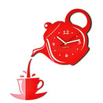 FLEXISTYLE Horloge Murale Moderne pour la Cuisine et Le pichet Rouge, 45 x 45 cm, Design Silencieux et fabriqué en UE