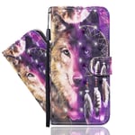 IMEIKONST 3D Painted Case for OPPO A72 Premium Soft PU Leather Shell Card Holder Wallet with Magnetic Clasp Shockproof Stand Flip Cover for OPPO A52 / A72 / A92 Purple Wolf CYA