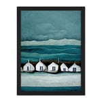 Row Of White Fisherman Cottages Isle Of Jura Artwork Framed Wall Art Print 18X24 Inch