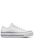 Converse Womens Leather Lift Ox Trainers - White/Black, White/Black, Size 3, Women