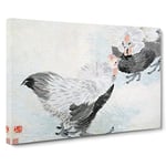 Two Roosters By Ren Yi Asian Japanese Canvas Wall Art Print Ready to Hang, Framed Picture for Living Room Bedroom Home Office Décor, 24x16 Inch (60x40 cm)