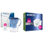 BRITA Marella Water Filter Jug Starter Pack - Blue (2.4L) incl. 3x MAXTRA PRO All-in-1 cartridge & MAXTRA PRO Limescale Expert Water Filter Cartridge 6 Pack (NEW) - Original refill