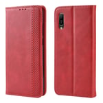 LLLi Mobile Accessories for HUAWEI Magnetic Buckle Retro Crazy Horse Texture Horizontal Flip Leather Case for Huawei Y6 Pro (2019), with Holder & Card Slots & Photo Frame(Black) (Color : Red)