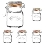 Kilner Clip Top Square Glass Jar - 70 ml, Spice or Herb Jar, Small Preserve Sample Jar, Hamper Jam Jar, Airtight Food Storage, Kitchen Preserving and Pickling Container, GL882 (Pack of 5)