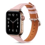 Apple Watch SE 40mm Smalt armband i äkta läder, rosa