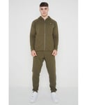 Nike Mens Sportswear Optic Tracksuit in Olive Green Fleece - Size Large