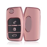 Car Key Soft TPU Key Cover Fob Case for Ford Focus Fiesta C-Max S-Max Kuga Mondeo MK4 Galaxy Key Protector (Pink)
