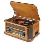 FYNDHÖRNAN Fenton Memphis skivspelare - Bluetooth, DAB & FM, CD, kassett och mp3-spelare - Brun, Skivspelare, CD, Kassett med BT